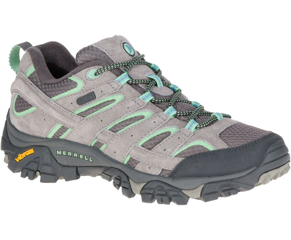 Merrell Hiking Shoes Grey/Mint - Moab 2 Waterproof - Womens 48WXBZALQ
